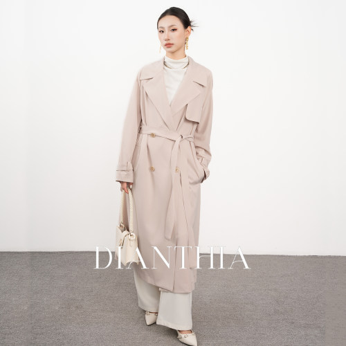 垂坠感风衣外套长款双排扣大衣女