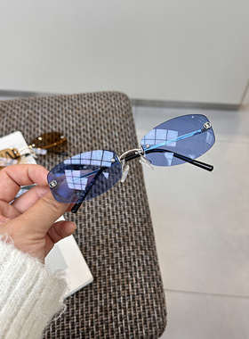 2025新款JENNIE无框墨镜女高级感小脸显瘦太阳眼镜男潮流凹造型