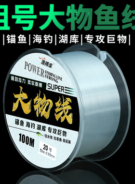 大号特粗锚鱼线 海竿抛杆前导主子线海钓巨物线青鲟10 12 18 20号