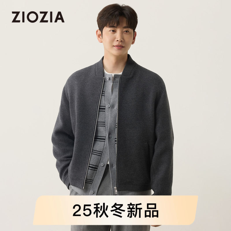 【羊毛混纺】ZIOZIA通勤男装25微阔毛呢夹克外套拉链立领ZJJE3606