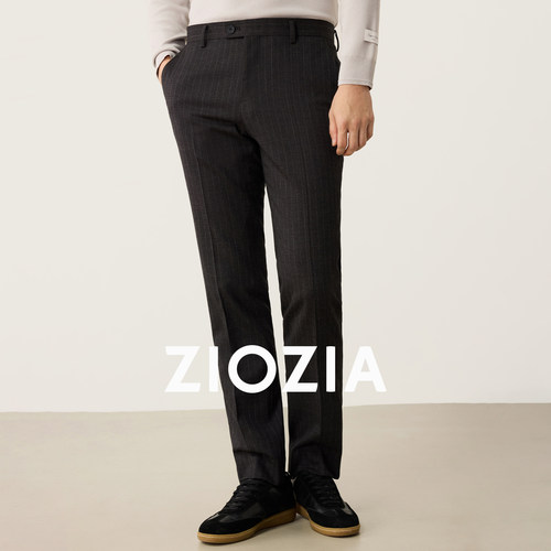【羊毛混纺】ZIOZIA韩系男装25秋商务正装条纹修身西裤ZSPE3101F