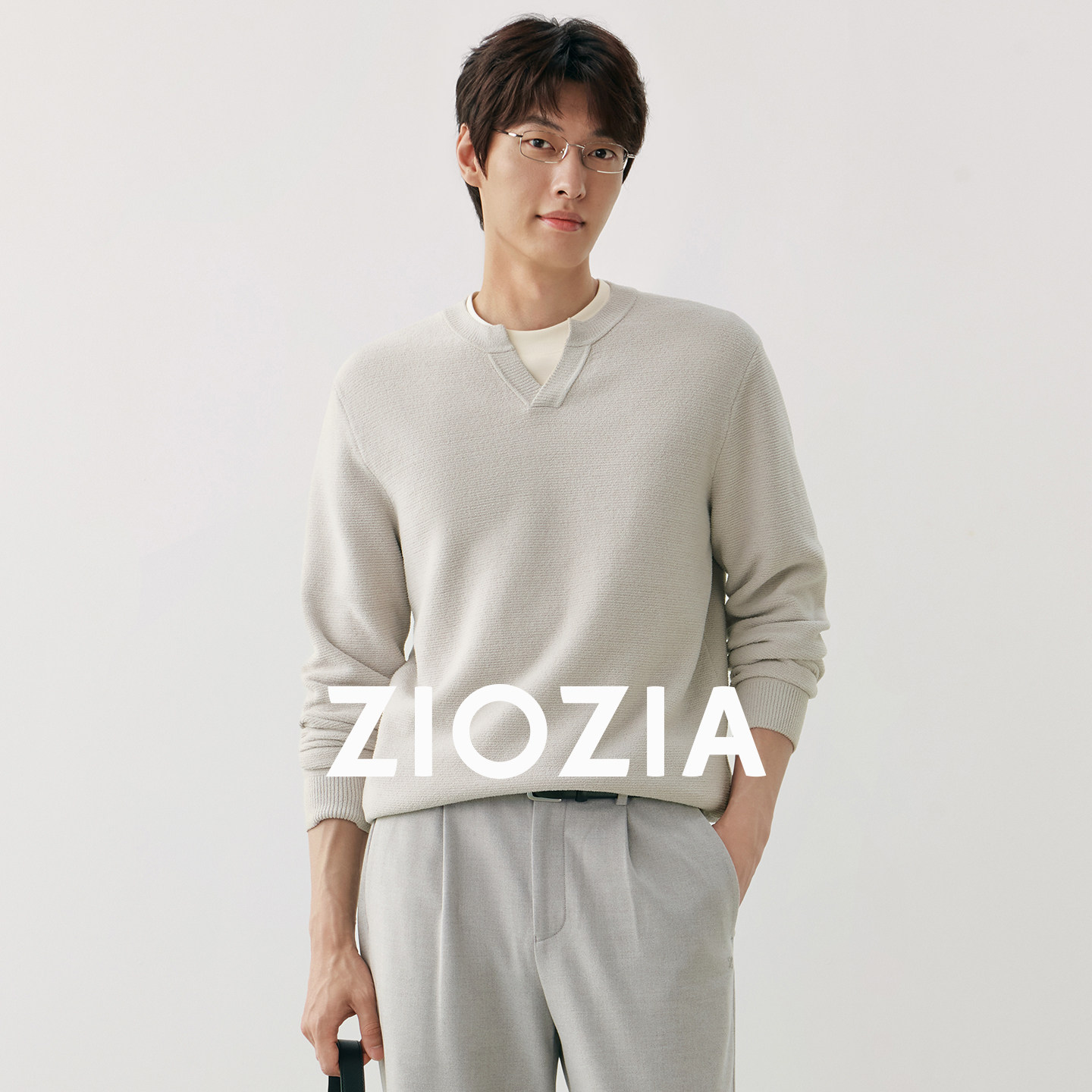 ZIOZIA男装26秋冬微阔肌理感小V领毛衣TEVF3629