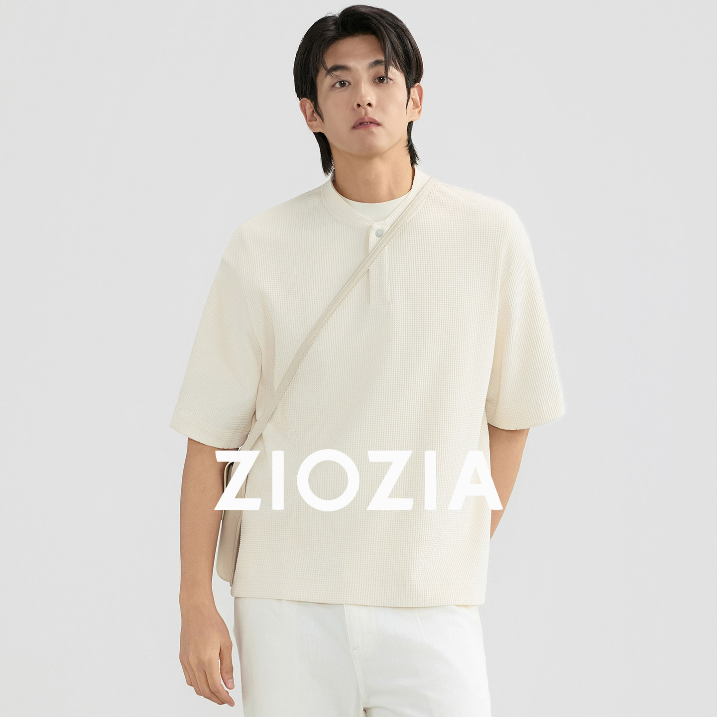 ZIOZIA男装26夏华夫格肌理感透气宽松落肩短袖T恤ZTEF2823A