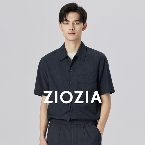 ZIOZIA翻领短袖泡泡纱面料衬衫