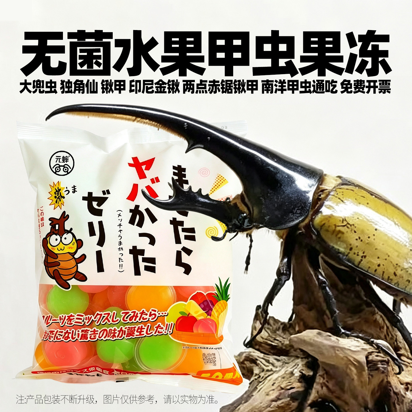 水果甲虫果冻独角仙锹甲昆虫饲料花金龟兜虫毛象成虫黑糖食物食台
