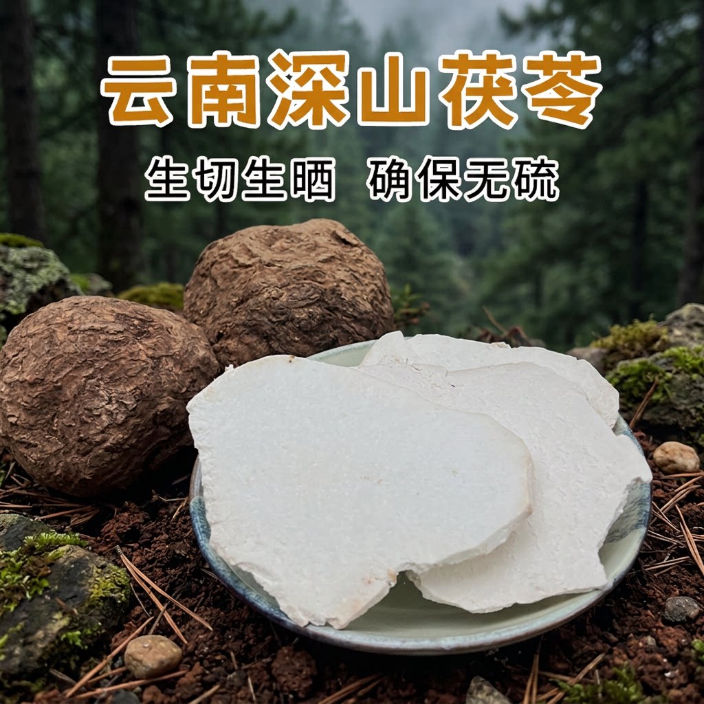 云南哀牢山茯苓片白茯苓片云苓片中药材无硫熏生切薄片生晒
