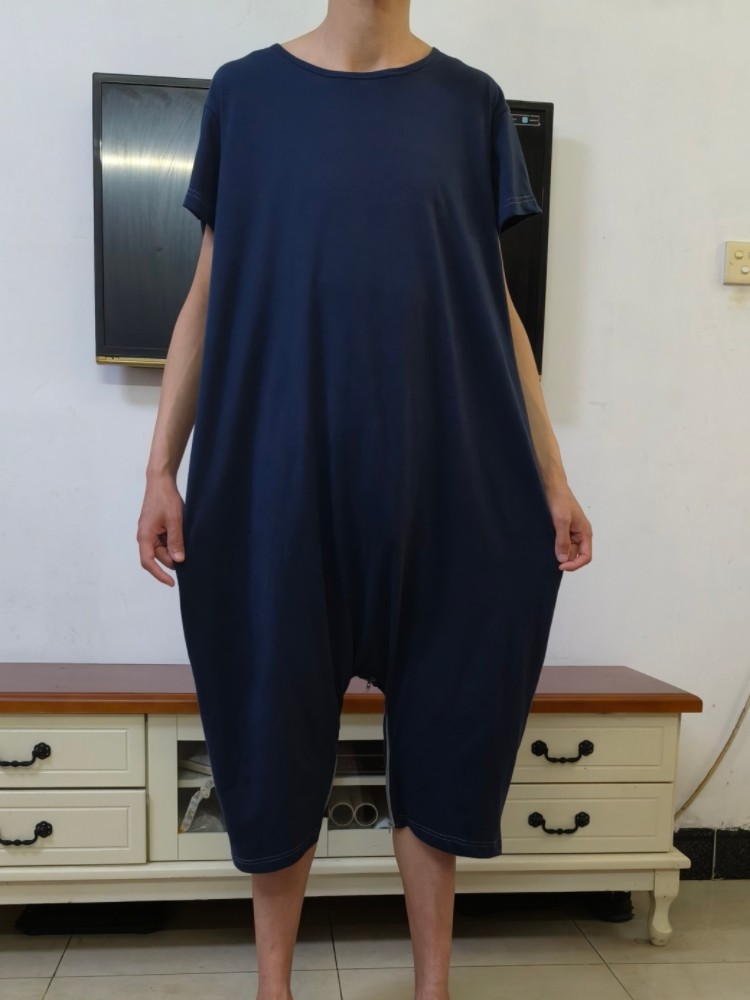 2458深色夏季薄款短袖反穿连睡衣/家居服套装