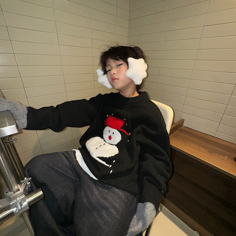秋季男童新款雪人针织衫毛线衣