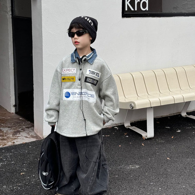 小杰家冬季新款男童polo加绒卫衣