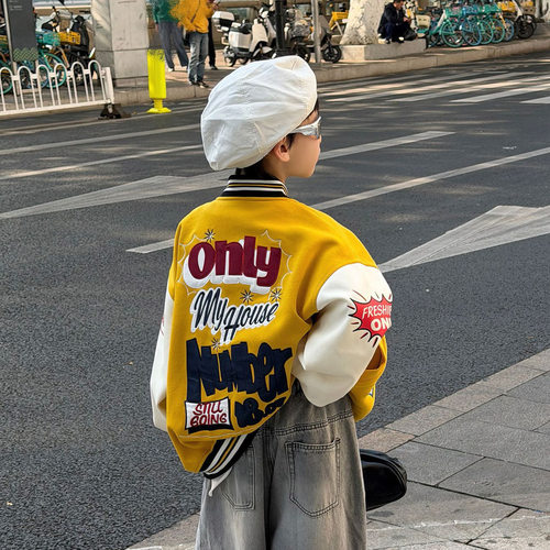 小杰家春季新款男童夹克棒球服