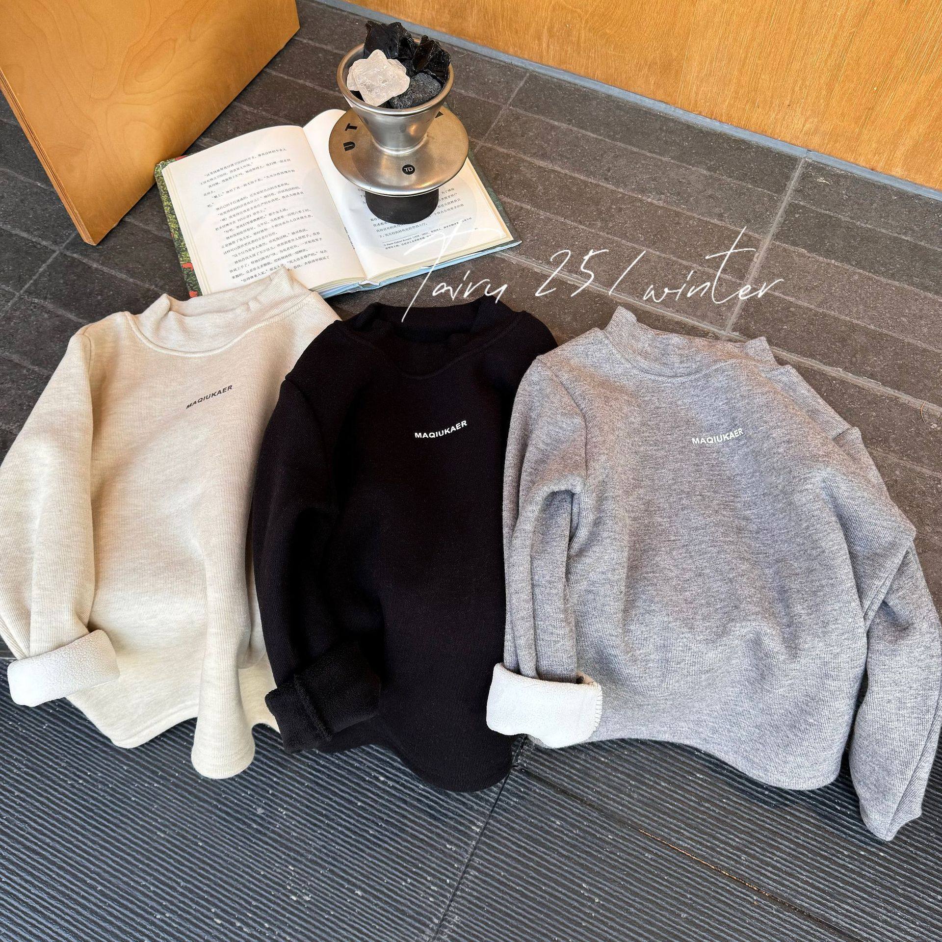 小杰家2025冬季新款韩版百搭纯色加绒字母打底衫儿童加厚保暖T恤,童装/婴儿装/亲子装,T恤,淘宝优惠券,粉丝福利购,淘宝优惠卷