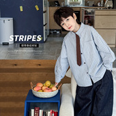 条纹领带衬衫 男童韩版 新款 小杰家2026春季
