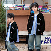 贴标假两件衬衫 儿童春装 外套 2025新款 小杰家男童衬衣春秋款