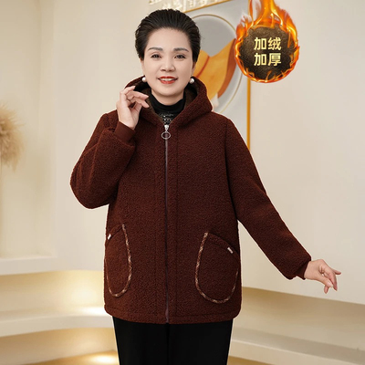 羊羔毛外套加绒加厚颗粒绒棉衣