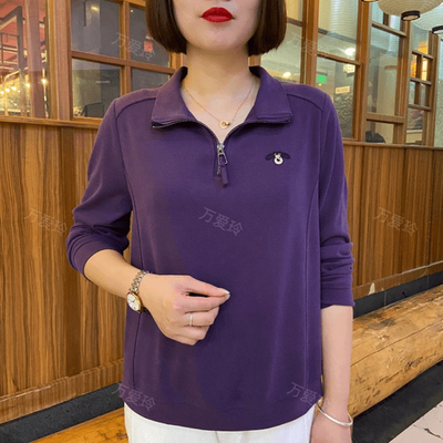 洋气刺绣小衫休闲半拉链大码卫衣