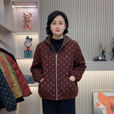 休闲保暖加绒加厚连帽棉衣外套