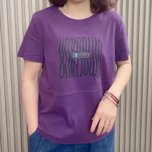 印花上衣微胖短袖t恤女时尚卫衣