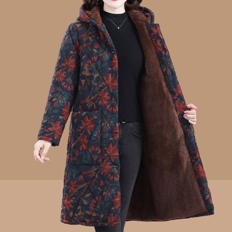 女装棉衣中长款加绒过膝外套