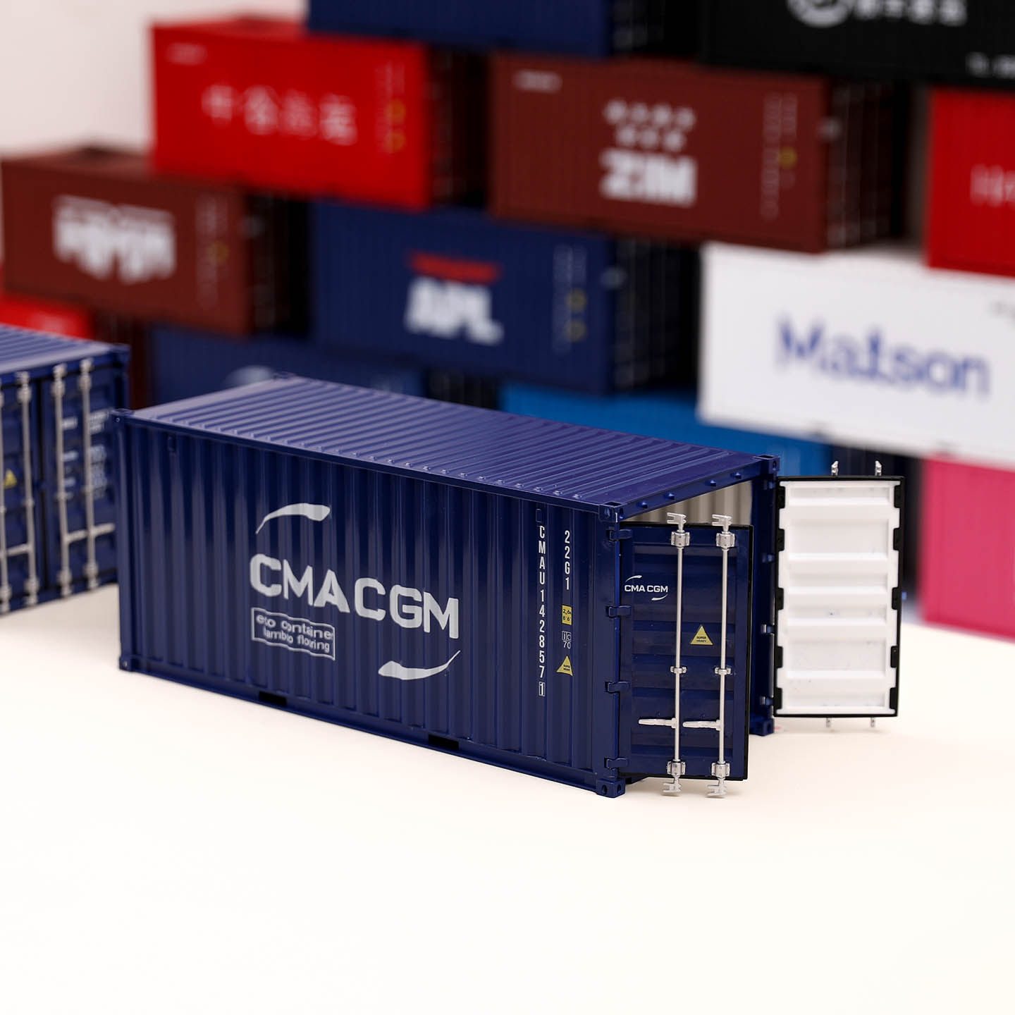 可开关门20尺1:20集装箱模型摆件仿真塑料礼品可定制加印图文logo