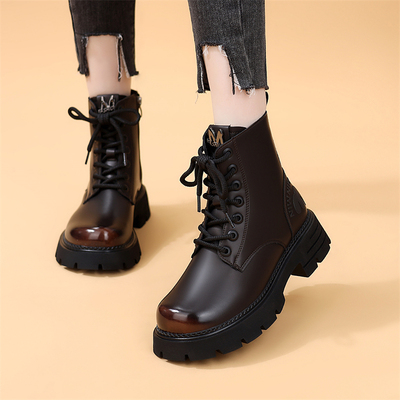英伦风厚底马丁靴女2025新款冬季软底轻便百搭加绒短靴圆头不累脚