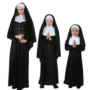 Cosplay万圣节复活节狂欢节成人儿童教堂职工职业装 扮演服装