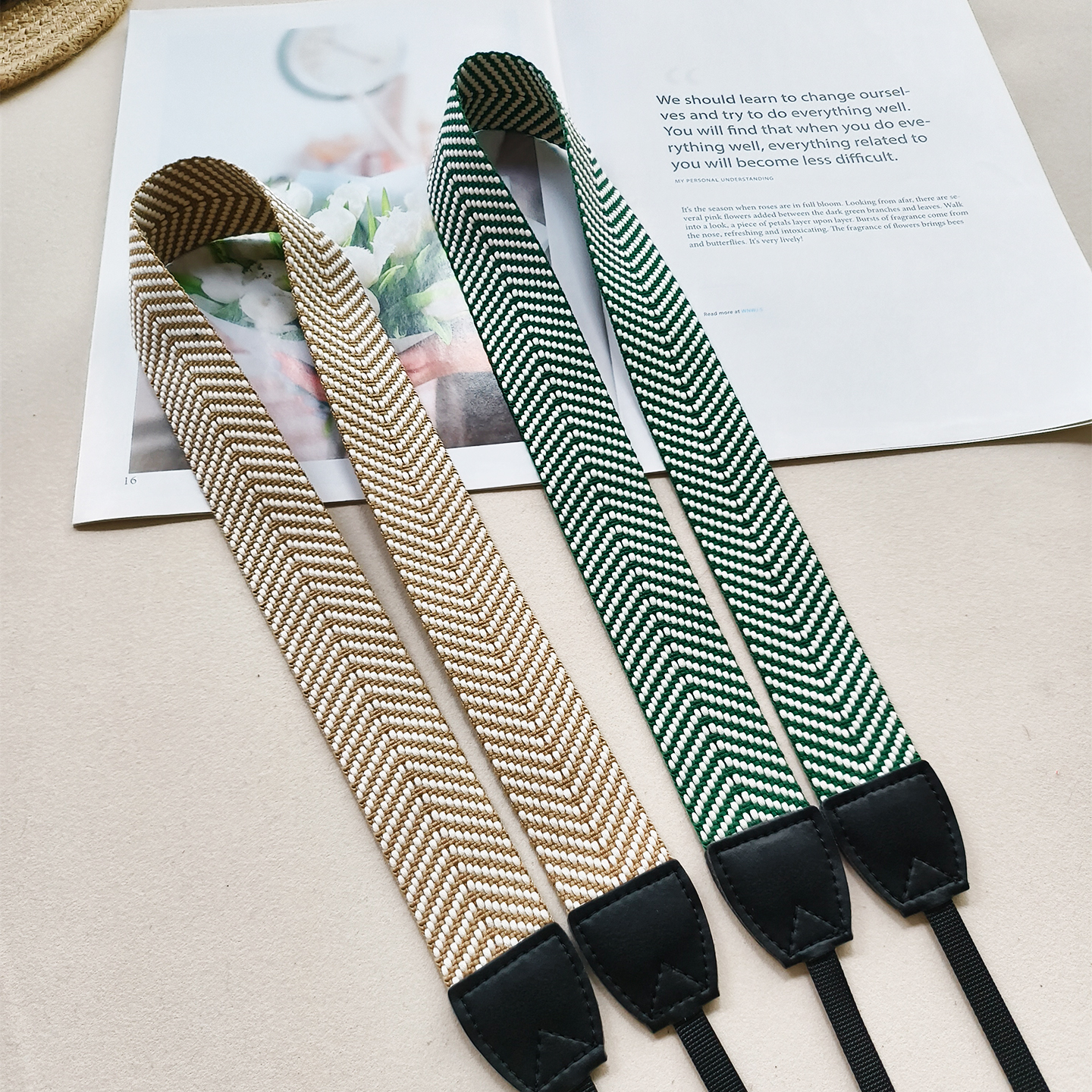 原创手工纯色波纹相机带