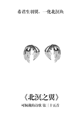南风歌《北溟之翼》羽翼耳钉S925高级冷淡风纯银小众礼物