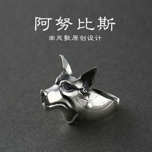 南风歌原创设计《阿努比斯》戒指S925纯银男女礼物情侣时尚