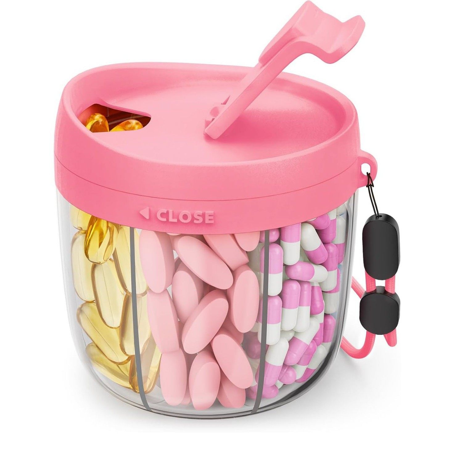 可爱药丸分配器,带 7 个大隔层,式药丸瓶收纳盒,宽开口