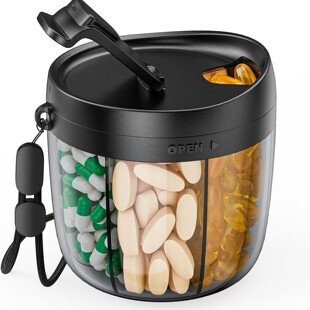 式药片分配器瓶,维生素收纳盒,带 7 个隔层,可容纳大量