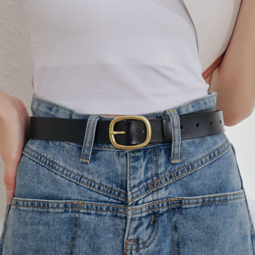 女士牛皮圆扣简约腰带促销