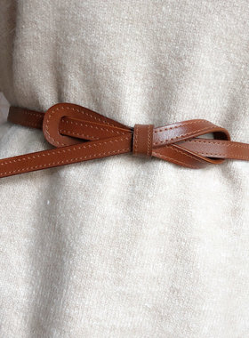 细腰带女式真皮百搭打结装饰皮带时尚黑色配连衣裙子毛衣收腰绑带