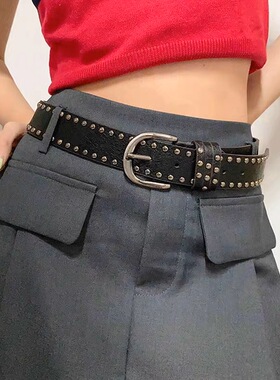 腰带女新款复古时尚朋克铆钉高级感装饰夏季配裙子小众牛仔裤皮带