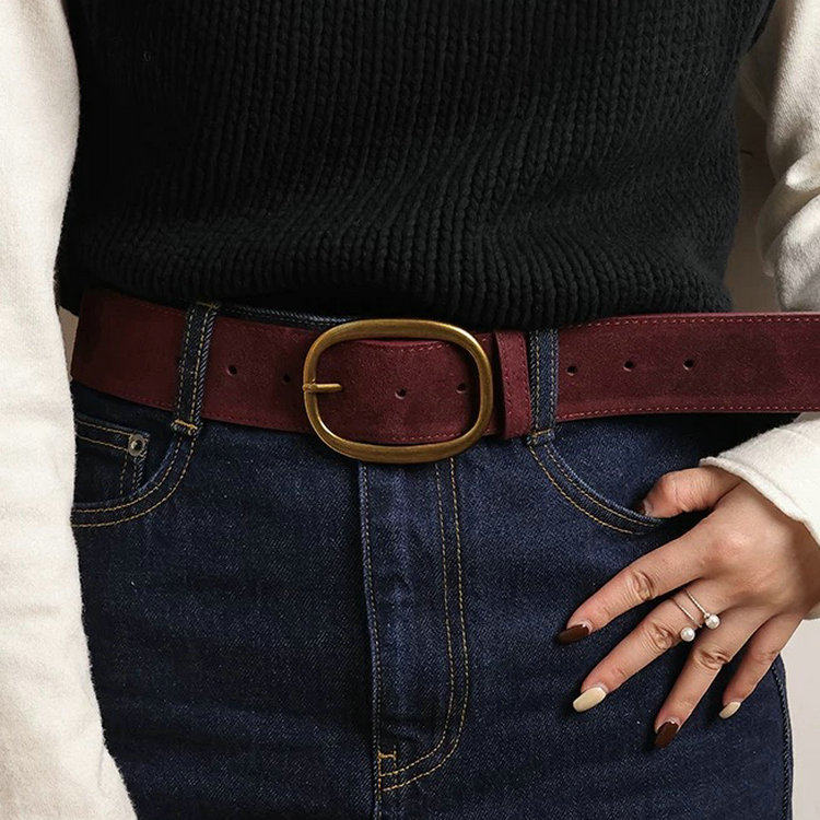 麂皮绒棕色皮带女宽边针扣复古小众腰带简约磨砂牛皮翻绒真皮皮带,服饰配件/皮带/帽子/围巾,腰带/皮带/腰链,淘宝优惠券,粉丝福利购,淘宝优惠卷