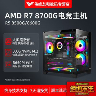 8500G全景海景房水冷桌面台式 8600G AMD锐龙R7 电脑游戏直播英雄联盟吃鸡永劫无间DIY组装 8700G 主机全套