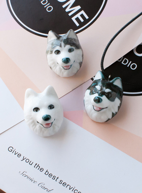 萌犬时尚文艺情侣超萌女毛衣项链