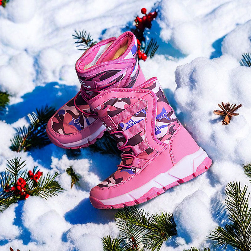 哈比熊儿童雪地靴女童冬季加绒保暖大棉靴男童靴子新款宝宝鞋厚底