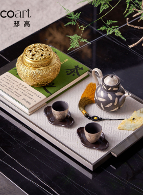 邸高家居新中式别墅客厅摆件私宅客厅茶几软装样板间陈列套装饰品