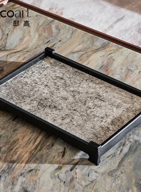 邸高家居新中式会所售楼处大堂茶几托盘茶具套装组合装饰摆件套装