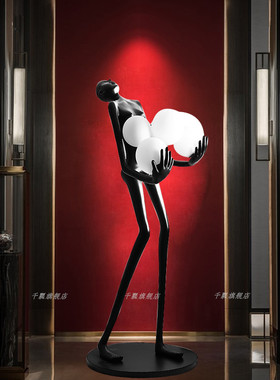 抽象玻璃钢抱球人物艺术风雕塑