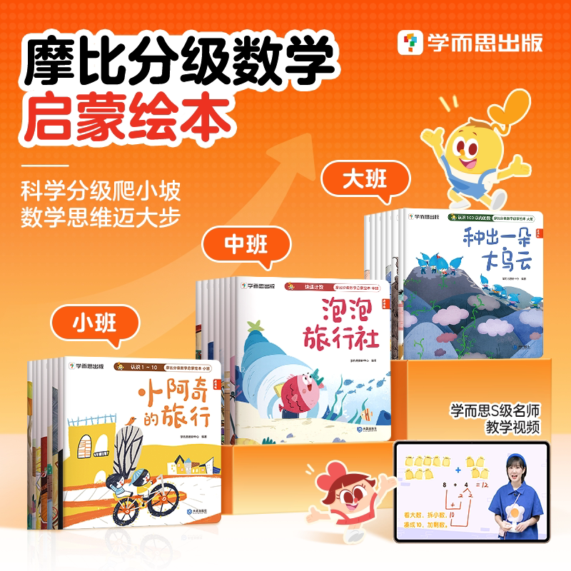 摩比分级数学启蒙绘本3-4-5到6岁幼儿园大中小班阅读专用思维训练故事书适合0基础没方法知识衔接不贯通应用差的宝宝学习畅销读物