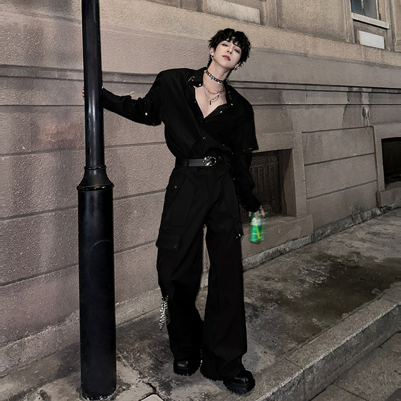 杨一帆潮牌休闲裤男款2025秋冬季新款韩版宽松直筒高街ins裤长裤,男装,休闲裤,淘宝优惠券,粉丝福利购,淘宝优惠卷