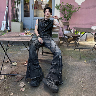杨一帆潮牌牛仔裤男款2025秋季新款韩版宽松高街ins裤喇叭长裤春