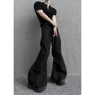 新款 2025夏季 韩版 宽松高街ins裤 杨一帆潮牌休闲裤 喇叭长裤 男款