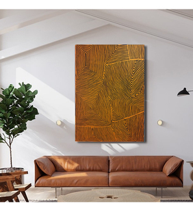 LouiVFineArt手绘油画客厅抽象线条图案宅寂风格 饰画 玄关竖版 装