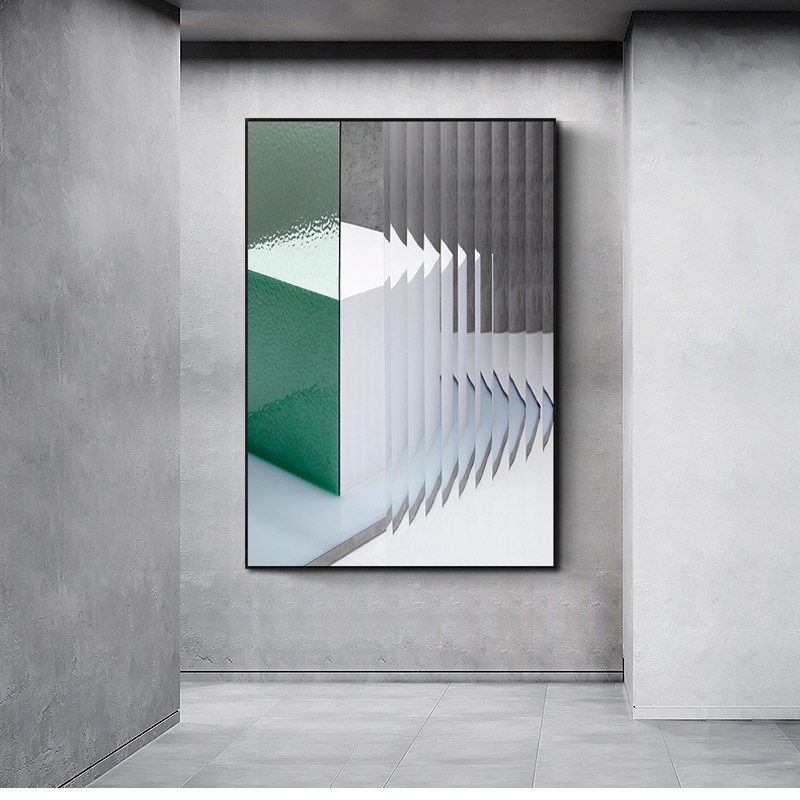 建筑迷雾简约沙发背景墙竖版装饰画