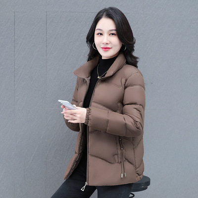 羽绒棉服女士短款2025年新款棉衣妈妈装休闲时尚外套大码保暖上衣