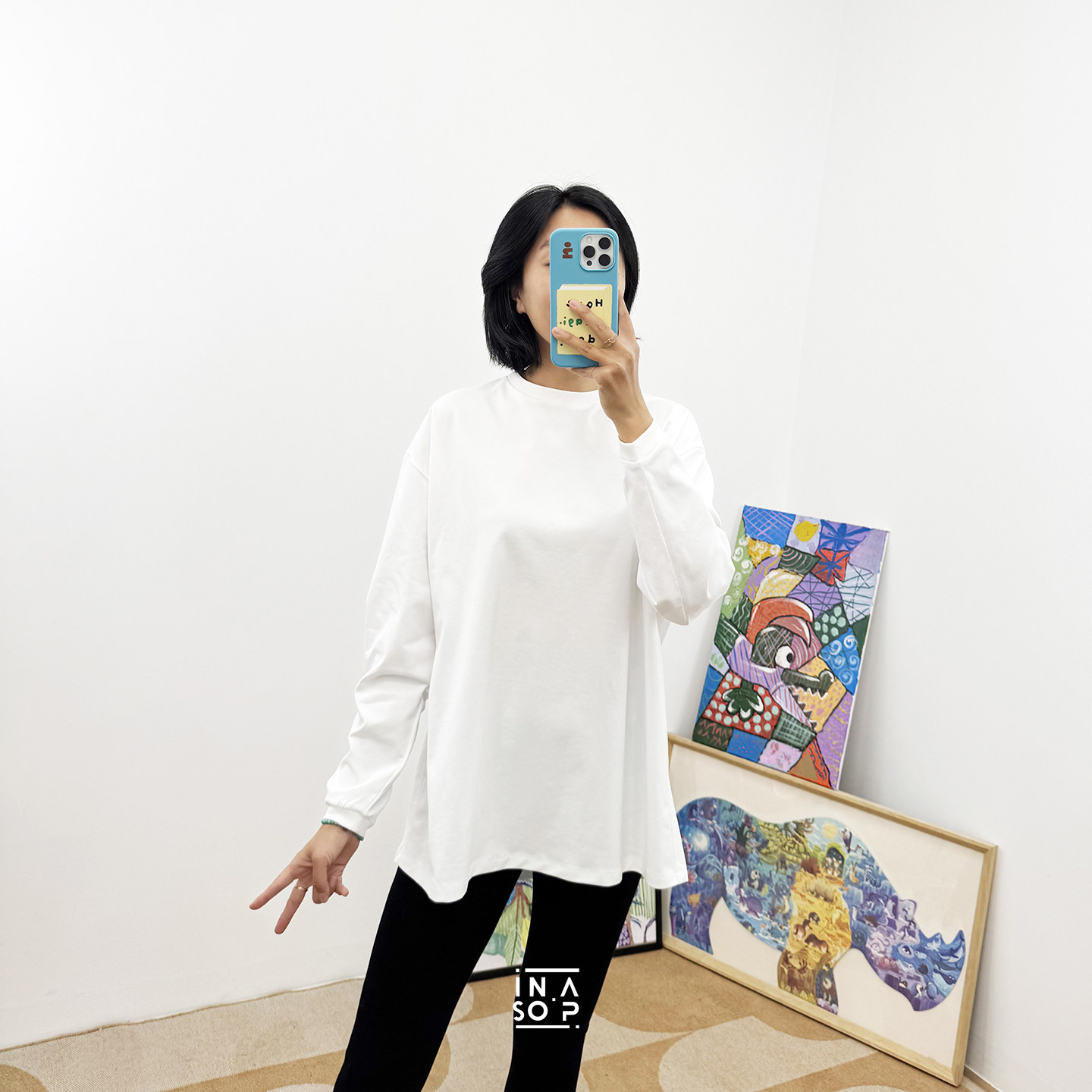 极简风森氧速干防晒长袖中长款T恤女宽松圆领纯色上衣凉感