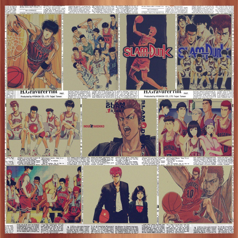 画之佳包邮经典动漫电影海报灌篮高手樱木花道流川枫复古牛皮纸宿