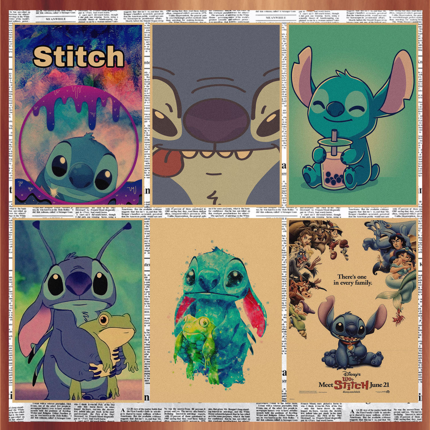 画之佳史迪奇史迪仔复古牛皮纸海报 stitch星际宝贝装饰墙画277